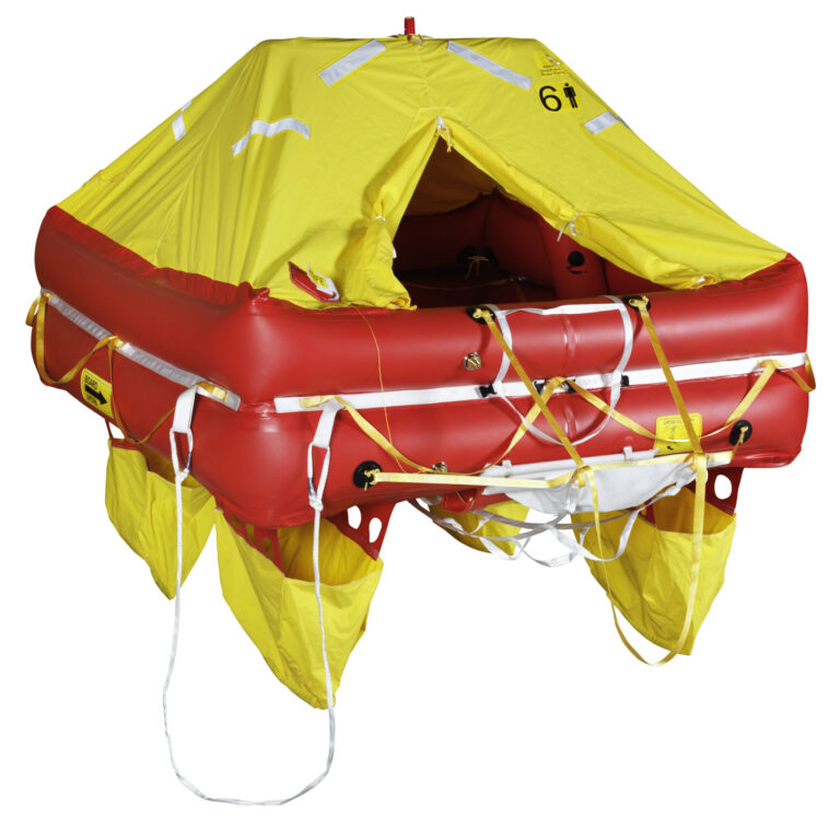 Zodiac 6 person open sea inflatable life raft deployed